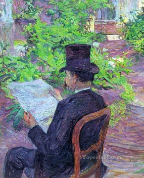 アンリ・ド・トゥールーズ・ロートレック Painting - 庭で新聞を読む欲望デオー 1890 年 トゥールーズ ロートレック アンリ・ド